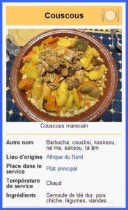Fiche Couscous sur wikipedia
