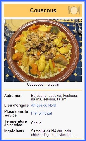 Fiche Couscous sur wikipedia